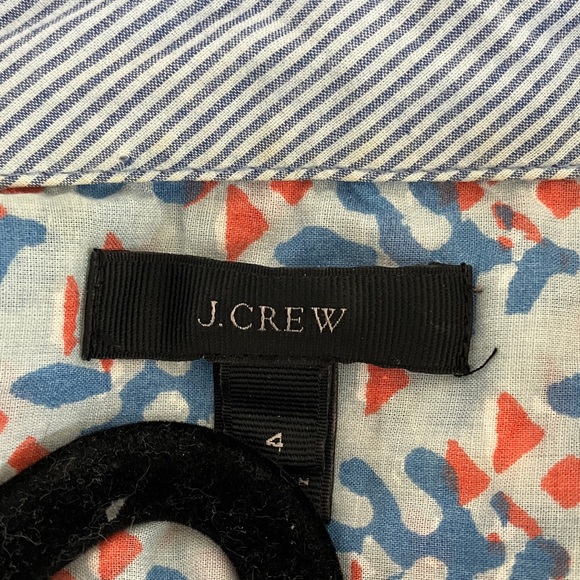 J. Crew coral block print popover cotton tunic blouse 4 - Picture 5 of 8